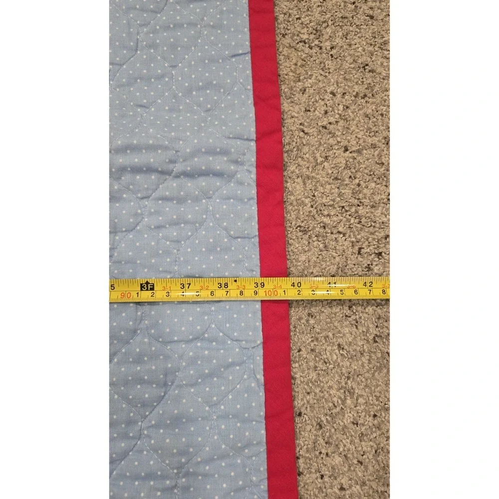 Baby Crib Quilt ABC Animal Train Blue Red Vintage Nursery Blanket 40x31